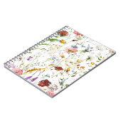 Boho Wilde Bloem Waterverf Lente Bloem Notitieboek (Linkerzijde)