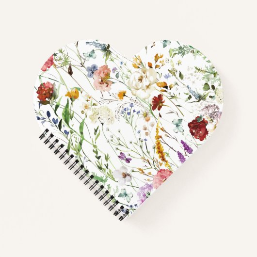 Boho Wilde Bloem Waterverf Lente Bloem Notitieboek (Voorkant)