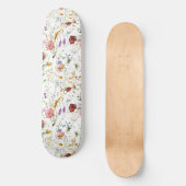 Boho Wilde Bloem Waterverf Lente Bloem Persoonlijk Skateboard (Voorkant)