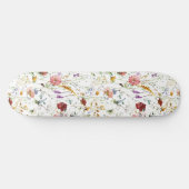 Boho Wilde Bloem Waterverf Lente Bloem Persoonlijk Skateboard (Horizontaal)