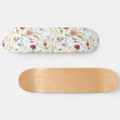 Boho Wilde Bloem Waterverf Lente Bloem Persoonlijk Skateboard (Horizontaal)