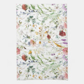 Boho Wilde Bloem Waterverf Lente Bloem Theedoek (Verticaal)