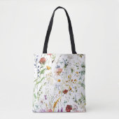 Boho Wilde Bloem Waterverf Lente Bloem Tote Bag (Voorkant)