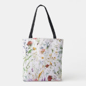 Boho Wilde Bloem Waterverf Lente Bloem Tote Bag (Achterkant)