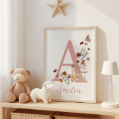 Boho Wilde Bloem Waterverf Meisjesnaam Poster