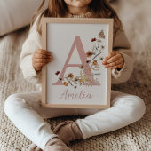Boho Wilde Bloem Waterverf Meisjesnaam Poster