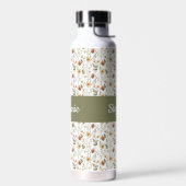 Boho Wilde Bloem Waterverf Monogram Naam Waterfles (Links)