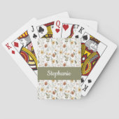 Boho Wilde Bloem Waterverf Monogramnaam Pokerkaarten (Achterkant)
