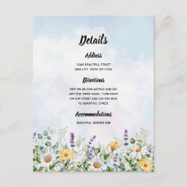 Boho wilde bloem waterverf personaliseer trouwen informatiekaartje