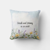 Boho Wilde Bloem Waterverf Persoonlijke Trouwdag Kussen (Voorkant)