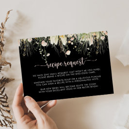 Boho wilde bloem zwarte bruiloft recept verzoekkaa informatiekaartje