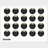 Boho wilde bloem zwarte bruiloftsshower favor ronde sticker (Vel)