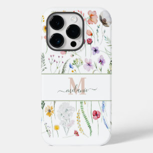 Boho Wilde Bloemen Aangepaste Naam Initiaal iPhone 14 Plus Hoesje