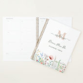 Boho Wilde Bloemen Aangepaste Naam Initiaal Planner (Display)