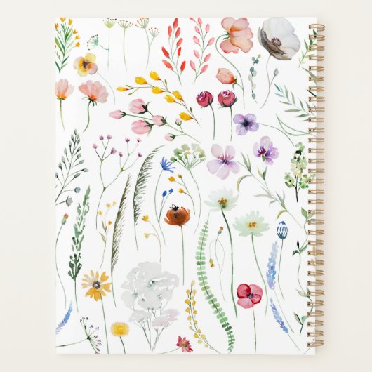 Boho Wilde Bloemen Aangepaste Naam Initiaal Planner (Achterkant)