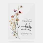 Boho Wilde Bloemen Baby Shower Acryl Bord (Voorkant)