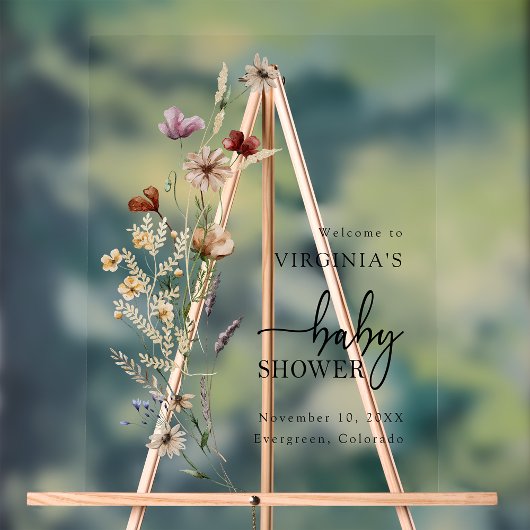 Boho Wilde Bloemen Baby Shower Acryl Bord