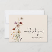 Boho Wilde Bloemen Baby Shower Bedankkaart (Voorkant)
