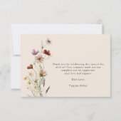 Boho Wilde Bloemen Baby Shower Bedankkaart (Achterkant)