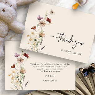Boho Wilde Bloemen Baby Shower Bedankkaart