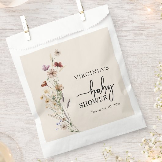 Boho Wilde Bloemen Baby Shower Bedankzakje
