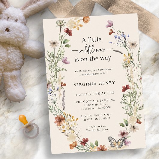 Boho Wilde Bloemen Baby Shower Kaart