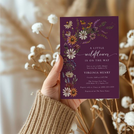 Boho Wilde Bloemen Baby Shower Kaart