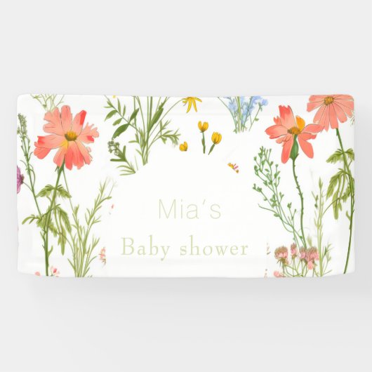 Boho wilde bloemen Baby shower Spandoek (Horizontaal)