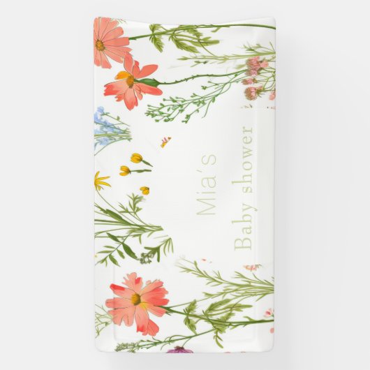 Boho wilde bloemen Baby shower Spandoek (Verticaal)