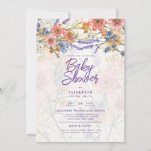 Boho Wilde Bloemen Baby Shower Tuinfeest Kaart (Voorkant)