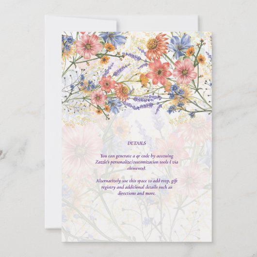 Boho Wilde Bloemen Baby Shower Tuinfeest Kaart (Achterkant)