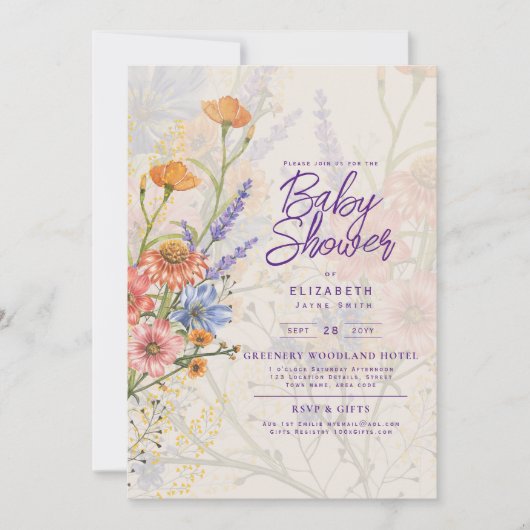 Boho Wilde Bloemen Baby Shower Tuinfeest Kaart (Voorkant)