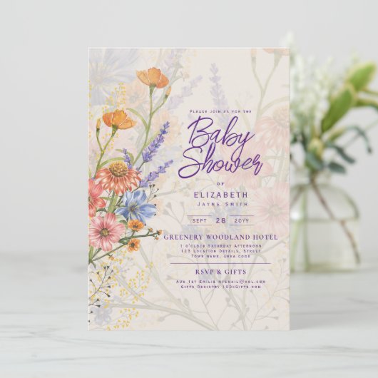 Boho Wilde Bloemen Baby Shower Tuinfeest Kaart (Staand voorkant)