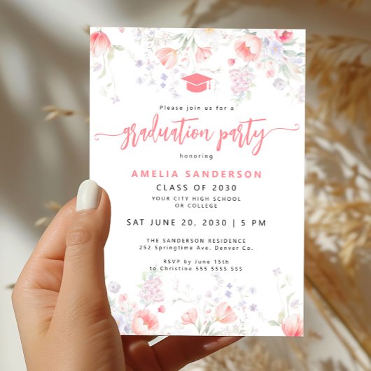 Boho wilde bloemen bloei eindexamenfeest kaart