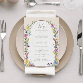 Boho Wilde Bloemen Boog Bruiloft Menu