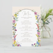 Boho Wilde Bloemen Boog Bruiloft Menu (Staand voorkant)