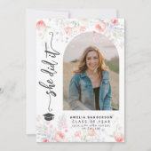 Boho wilde bloemen boog foto afstuderen aankondiging (Voorkant)