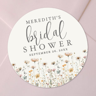 Boho Wilde Bloemen Bruidsdiner Ronde Sticker