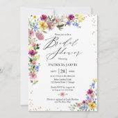 Boho Wilde Bloemen Bruidsdouche Kaart (Voorkant)