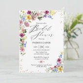 Boho Wilde Bloemen Bruidsdouche Kaart (Staand voorkant)