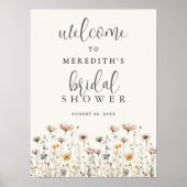 Boho Wilde Bloemen Bruidsdouche Poster (Voorkant)