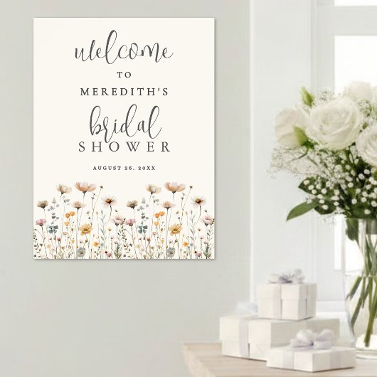 Boho Wilde Bloemen Bruidsdouche Poster