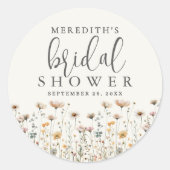 Boho Wilde Bloemen Bruidsdouche Ronde Sticker (Voorkant)