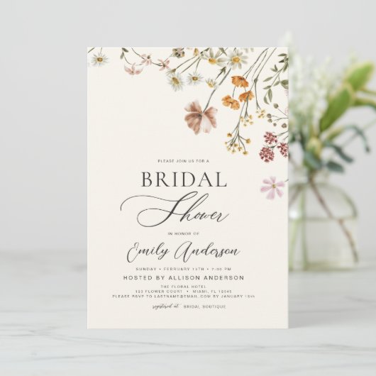 Boho Wilde Bloemen Bruidsfeest Bloemetuin Kaart (Staand voorkant)