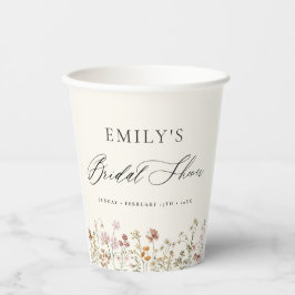Boho Wilde Bloemen Bruidsfeest Tuin Script Papieren Bekers