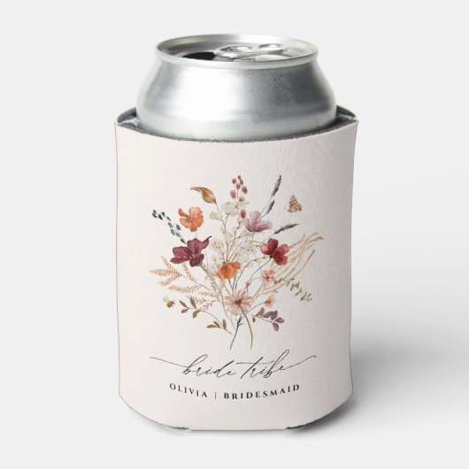 Boho Wilde Bloemen Bruidsmeisjes Bruid Stam Blikjeskoeler (Blikje Voorkant)