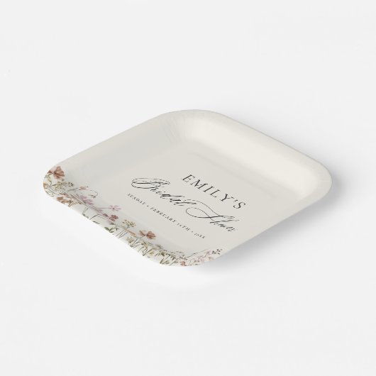 Boho Wilde Bloemen Bruidsmeisjes Tuin Script Papieren Bordje (Gebogen)