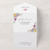 Boho Wilde Bloemen Bruiloft All In One Uitnodiging (Buitenkant)