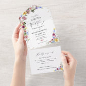 Boho Wilde Bloemen Bruiloft All In One Uitnodiging (Afscheurbaar)