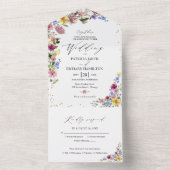 Boho Wilde Bloemen Bruiloft All In One Uitnodiging (Binnen)